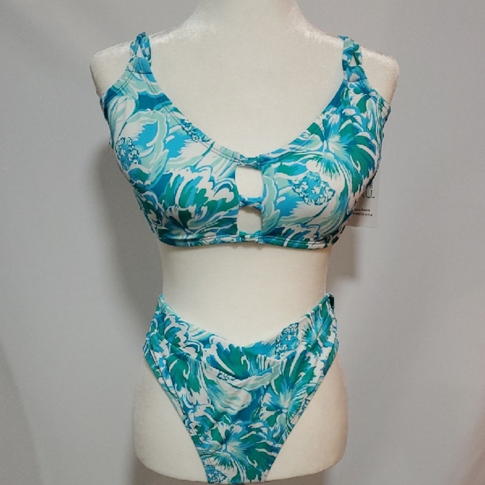 Time and Tru Blue and White Bikini Swimwear